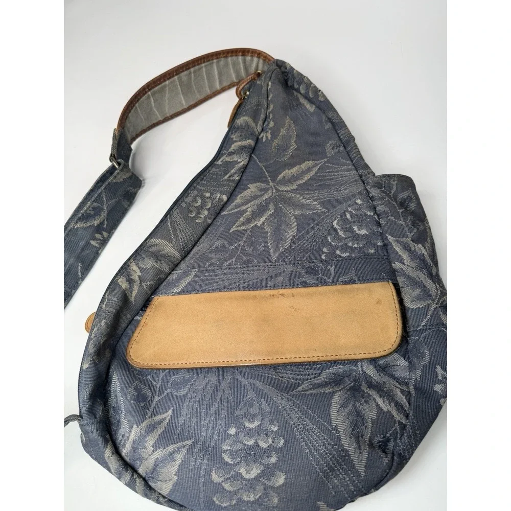 Vintage LL Bean AmeriBag Sling Backpack Purse Tapestry LeatherTrim